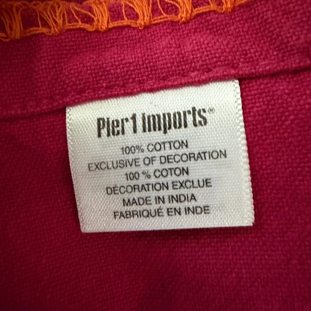 Pier 1 Imports Cloth Napkins Set of 4 Multicolor Cotton Excellent Blanket Stitch